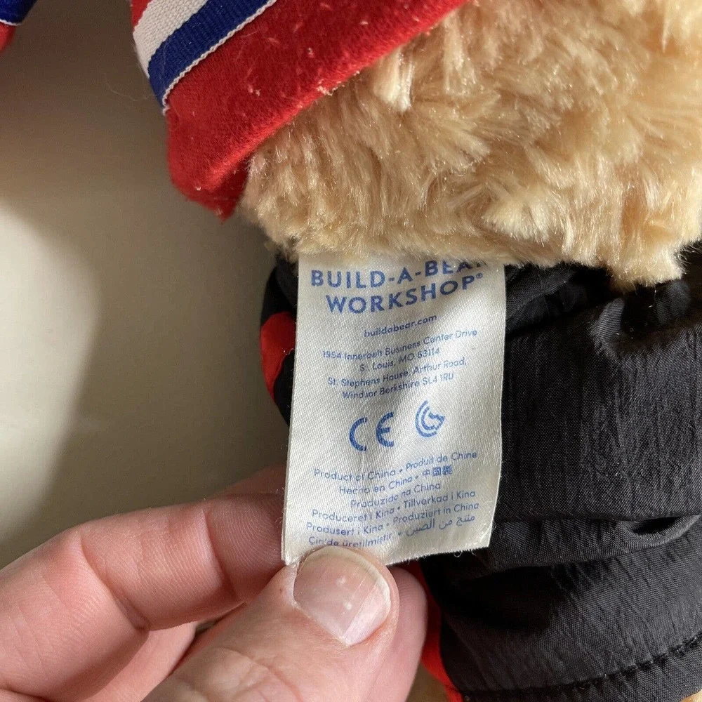Build a Bear Hockey Player Plush Stuffed Animal - Jersey Pants Clean Red White B